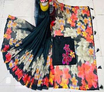 Chanderi Silk Saree & Dhupian Panjabi Combo Couple Set for Men Women