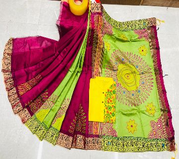 Dhupian Silk Saree and Dhupian Silk Panjabi for Combo Couple Set for Men & Women