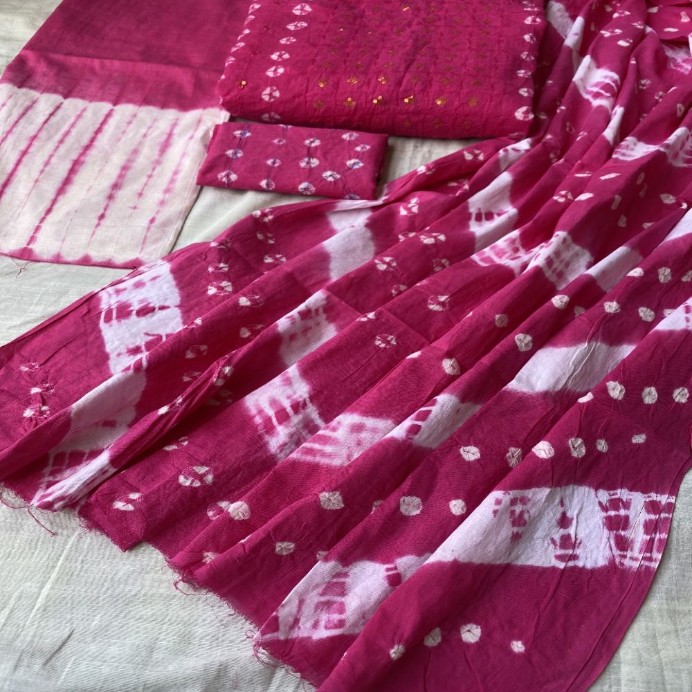 New Collection Sequence with Batik Shalwar Kamiz Three Piece For Women 