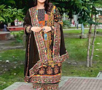 Rayon Cotton Mill print Readymade Three Pcs for Women