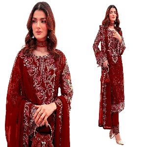 Georgette Embroidery New Stylish Semi Stitched Party Salwar Kameez 4 pcs for Women