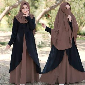 Premium Dubai Cherry 3 Part Abaya Borka  
