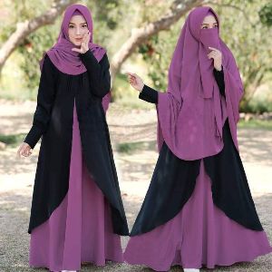 Premium Dubai Cherry 3 Part Abaya Borka  