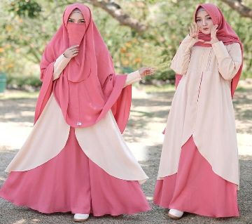 Premium Dubai Cherry 3 Part Abaya Borka  