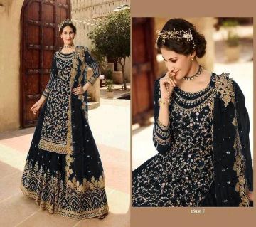 Semi Stitched Weightless Georgette Embroidery Sharara Suits for Women