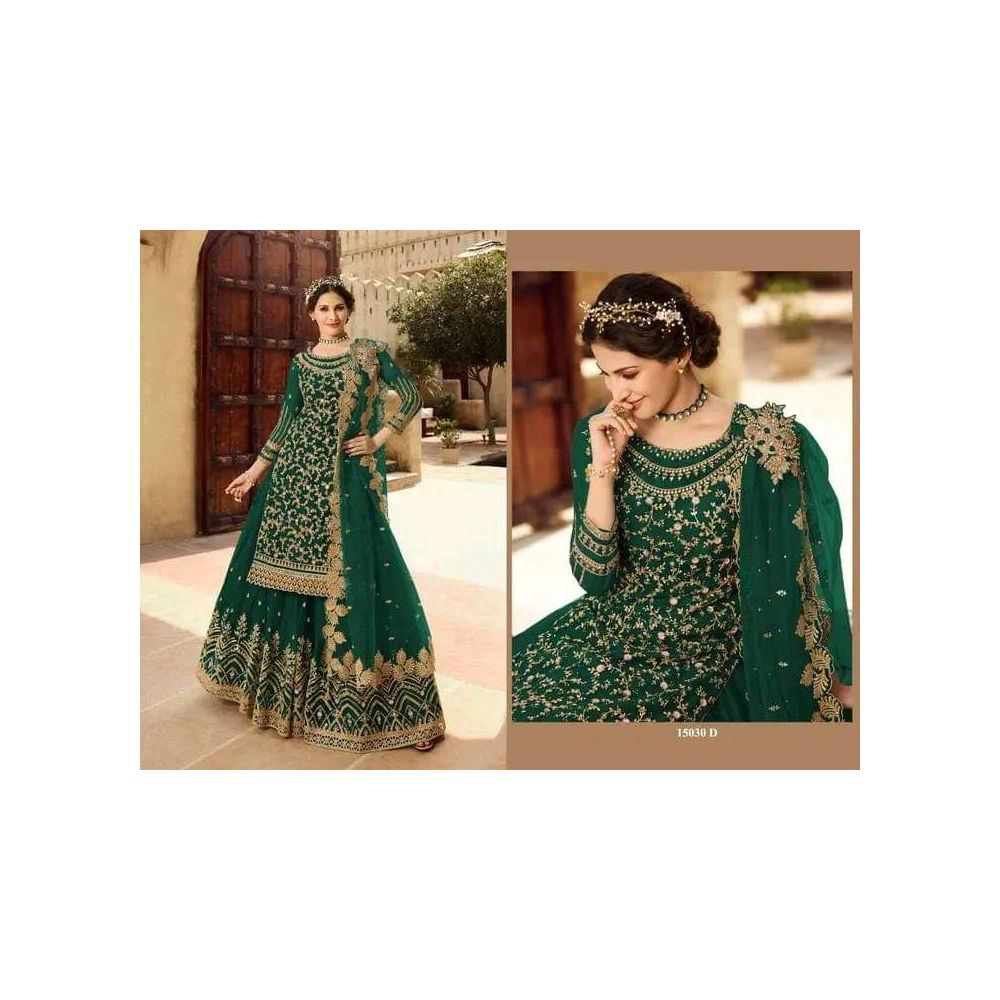 Semi Stitched Weightless Georgette Embroidery Sharara Suits for Women