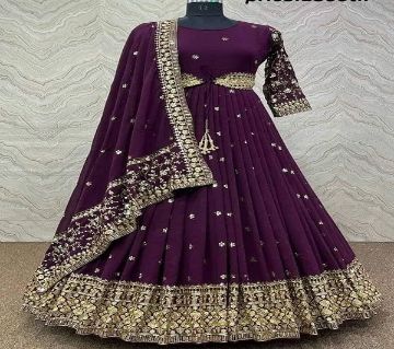 Semi Stitched Embroidery Weightless Georgette Gown for Women