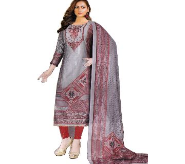 Unstitched New Collection Indian Pure Cotton Three Piece - Red