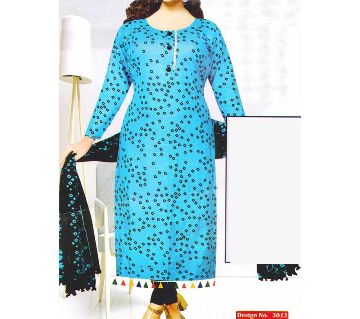 Eye Catching Design with Luxurious Collection Rich Fabric Light-Sky-Blue Royal Design Mixed Colour Unstitched Weightless Traditional Salwar Kameez 