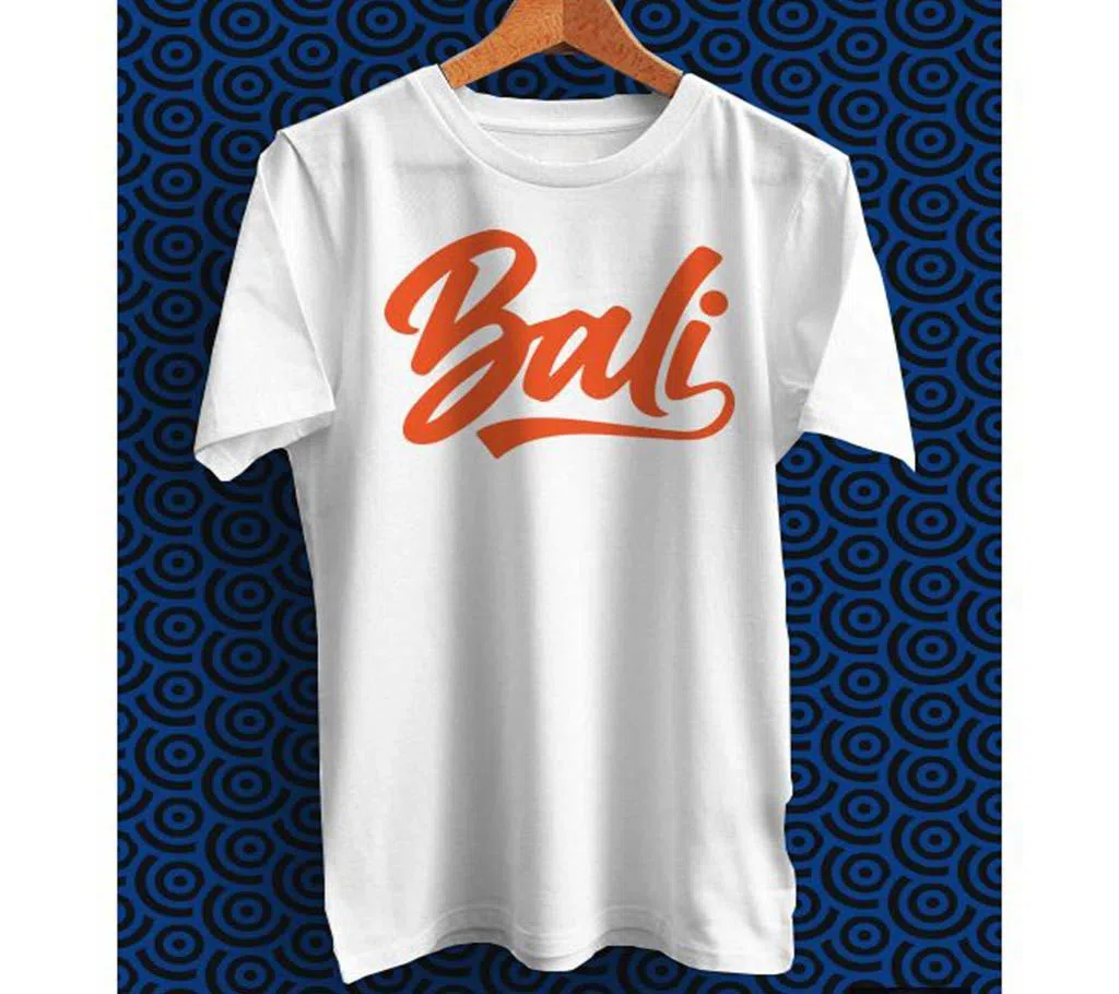 Bali White Polyester Half Sleeve T-Shirt for Men