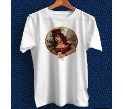 Beautiful Woman Steampunk White Polyester Half Sleeve T-Shirt for Men