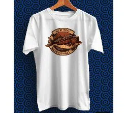 Badge Fishing White Polyester Half Sleeve T-Shirt for Men