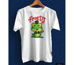 Frog DJ White Polyester Half Sleeve T-Shirt for Men