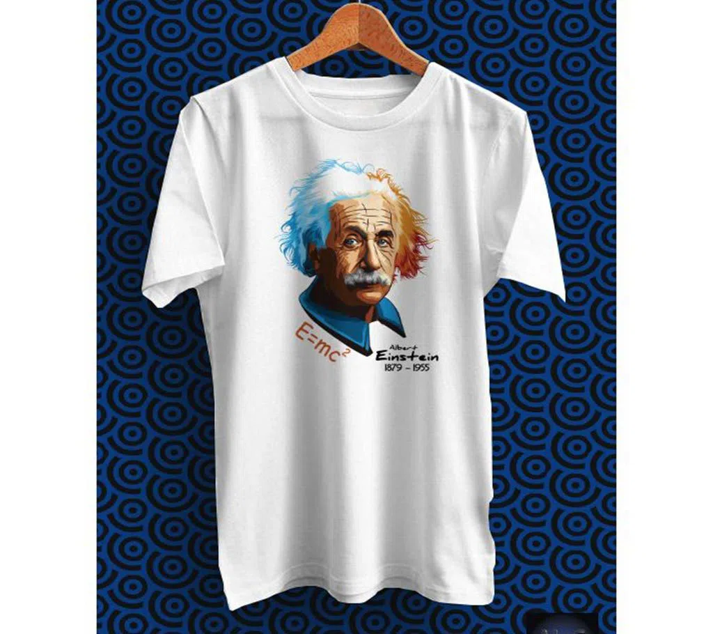 Albert Einstein White Polyester Half Sleeve T-Shirt for Men