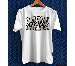 Give Me More Space White Polyester Half Sleeve T-Shirt for Men
