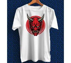 Hannya White Polyester Half Sleeve T-Shirt for Men