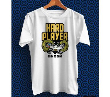 Hard Player White Polyester Half Sleeve T-Shirt for Men