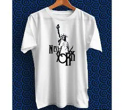 Statue Liberty White Polyester Half Sleeve T-Shirt for Men
