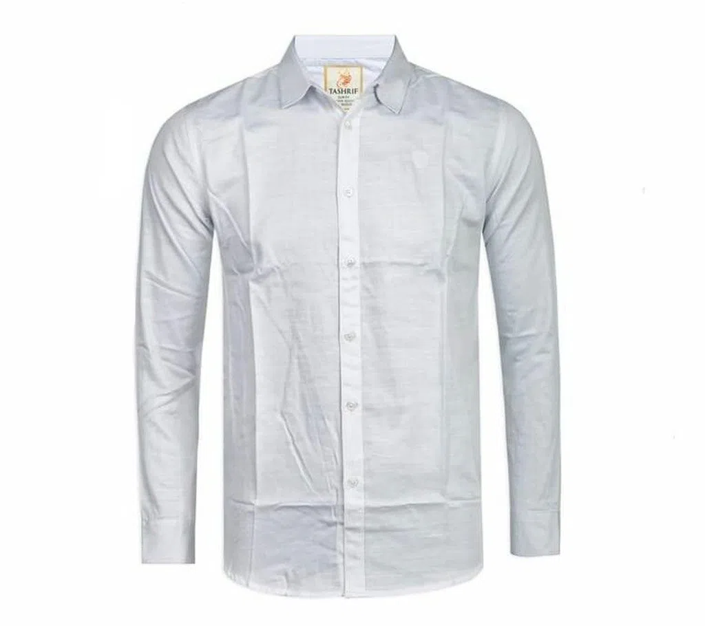 Full Sleeve Solid Color Shirt For Men - White - Cod 310