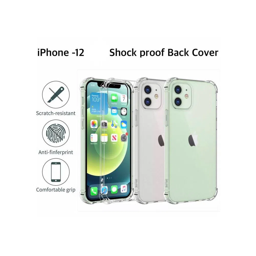iPhone-12 (6.1 inch )Four corner transparent soft bumper case with super camera protection