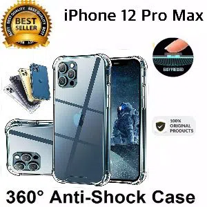 iPhone-12 PRO MAX (6.7 inch ) Four corner transparent soft bumper case with super camera protection