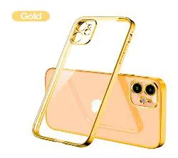 iPhone 12 (two camera ) 6.1 inch Luxury Square Frame Plating ultra soft Clear Phone case