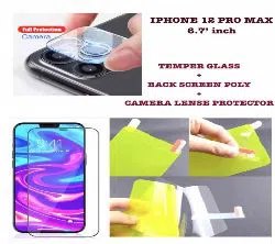 iphone 12 pro max temper glass, back screen protector, camera protector 3 in 1 combo pack
