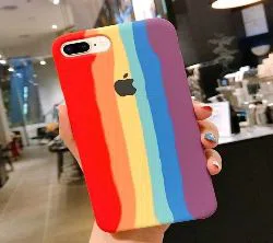 Apple iPhone 7 PLUS/ 8 PLUS Rainbow Series Liquid Silicone Case with apple logo