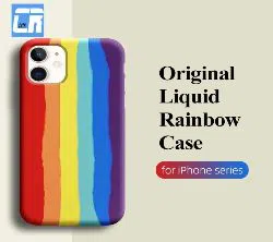 Apple iPhone 12 MINI Rainbow Series Liquid Silicone Case with apple logo