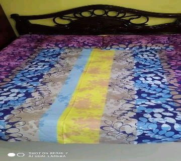 Double Size Bedsheet and pillow Cover(08 ft × 7.5 ft)-blue and yellow 