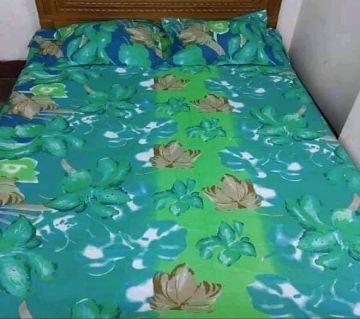 Double Size Bedsheet and pillow Cover(08 ft × 7.5 ft)green 