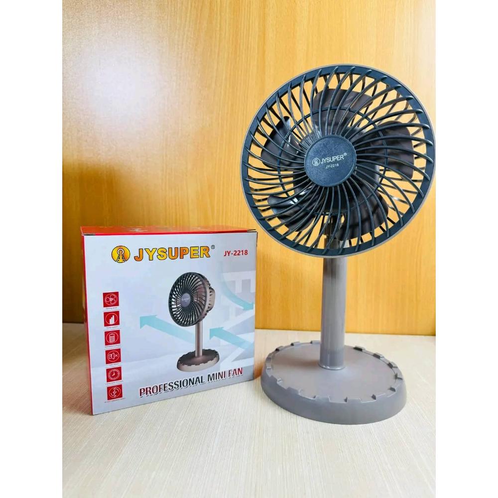 Joy Super JY-2218 Professional Rechargeable Portable Mini Table Fan Strong Wind Left to Right Oscillating Angle 45