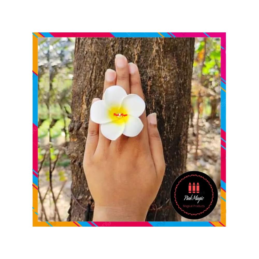 Kathgolap Flower Finger Ring - White - 1pc
