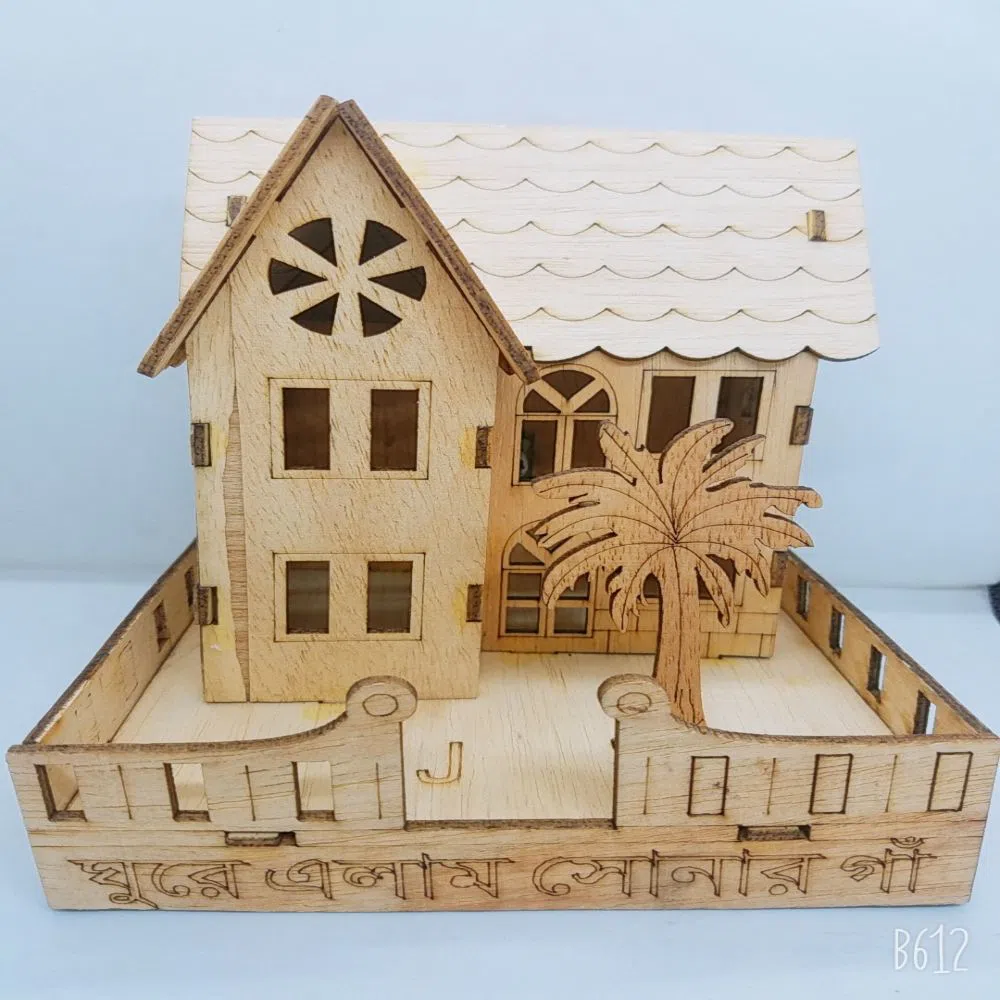 Wooden House wooden showpiece with Lighting For Gift
