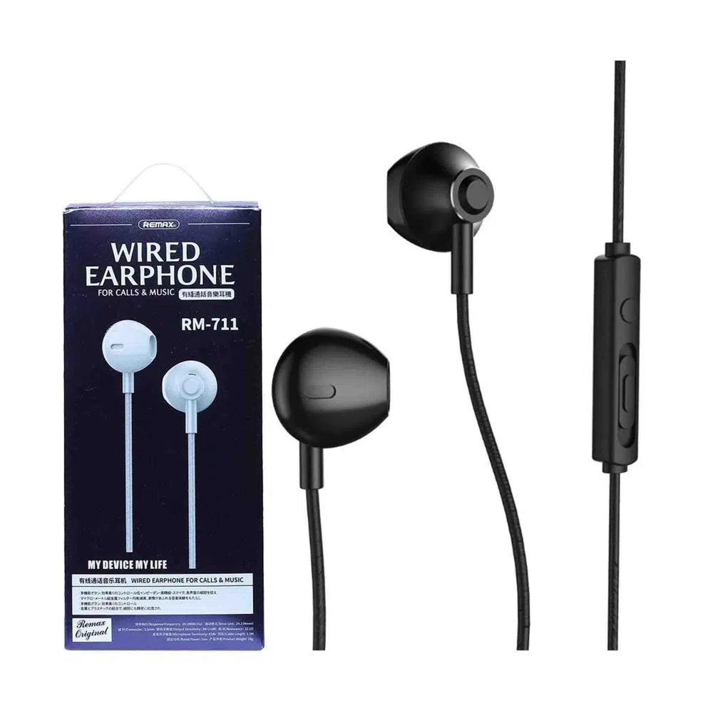 Remax RM 711 Earphone Wired Headset Noise Cancelling Fashion In-Ear Earphone
