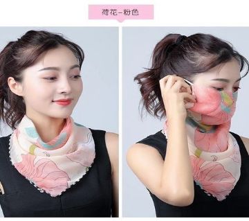 Floral Print Chiffon Face Mask Scarf Protection 