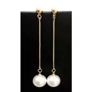 OL Womens Imitation Pearl Ear Stud Pearl Long Dangle Earring Artificial Design