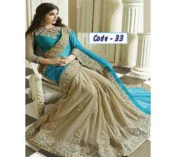 Indian Weightless Georgette Replica Sharee With Blouse Pcs Sky Blue