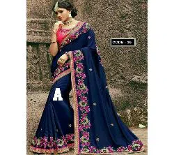 Indian Weightless Georgette Replica Sharee With Blouse Pcs Blue
