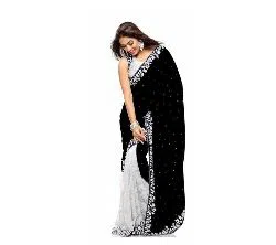 Indian Weightless Georgette Replica Sharee With Blouse Pcs Black