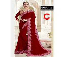 Indian Weightless Georgette Replica  Sharee With Blouse Pcs Maroon