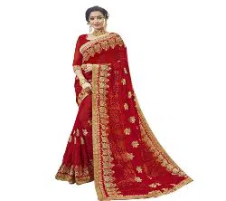 Indian Weightless Georgette Replica  Sharee With Blouse Pcs Red