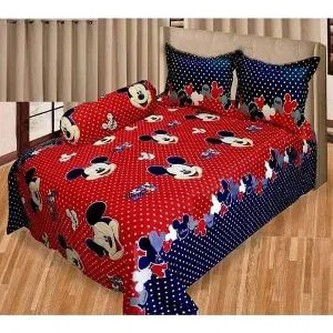 King Size Cotton Bedsheet set with Two piece pillow Cover -red 