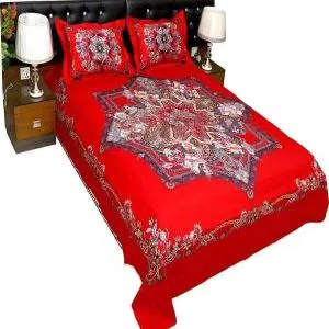 Double Size Cotton Bedsheets-red 