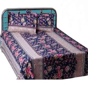 Cotton Double Size Bed Sheet with 2 Pillow Covers