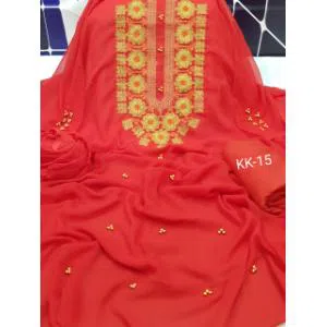Un-stitched Weightless Georgette  Embroidery Work Shalwar Kameez For Women