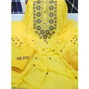 Un-stitched Weightless Georgette  Embroidery Work Shalwar Kameez For Women
