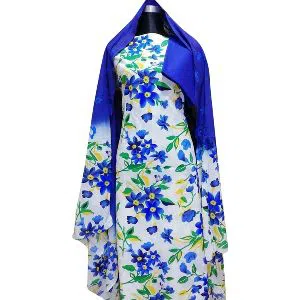 Unstitched Screen Printed Cotton Salwar Kameez