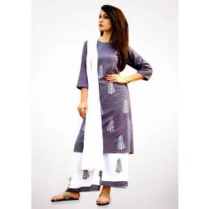 Unstitched Block Printed Cotton Salwar Kameez For Women