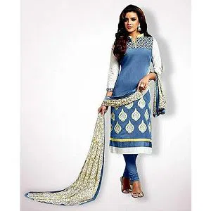 Unstitched Block Printed Cotton Salwar Kameez For Women